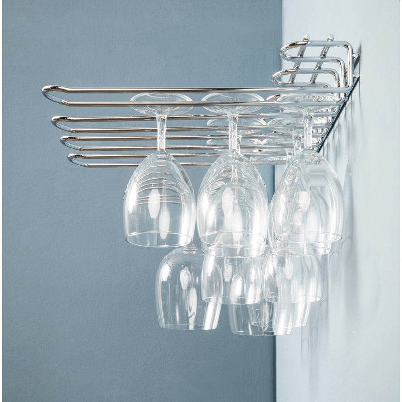 Wall Mounted Wine Glass Rack in Chrome