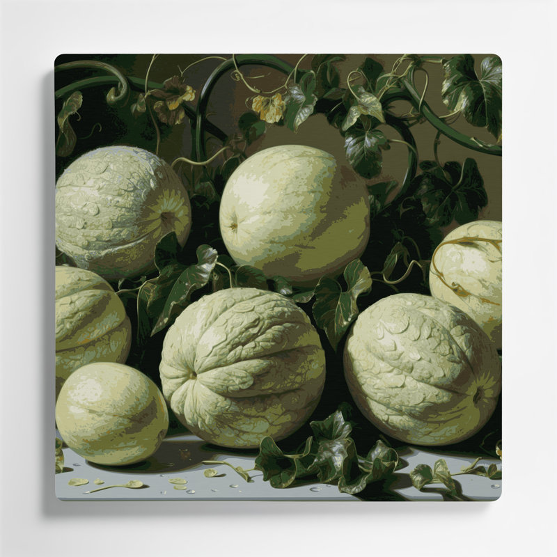 «Fruit Winter Melon», art mural en métal vert, H 16 po x l 16 po