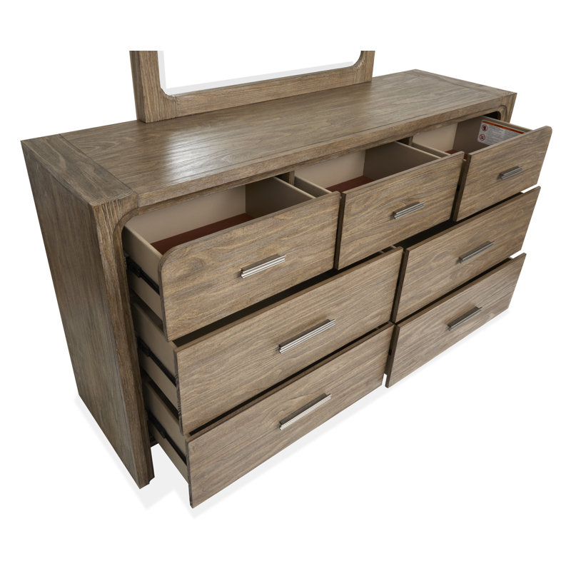 Commode lit grand et commode avec miroir Portrait Hien, Grand, 3 Pcs: Bed, Dresser, Mirror