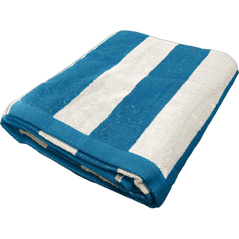 Serviette de plage en coton turc Pennsylvania, Bleu / Blanc