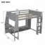 Lit mezzanine double en bois avec bureau, étagères à rangement multiples, DEL et portemanteau suspendu-1219963708
