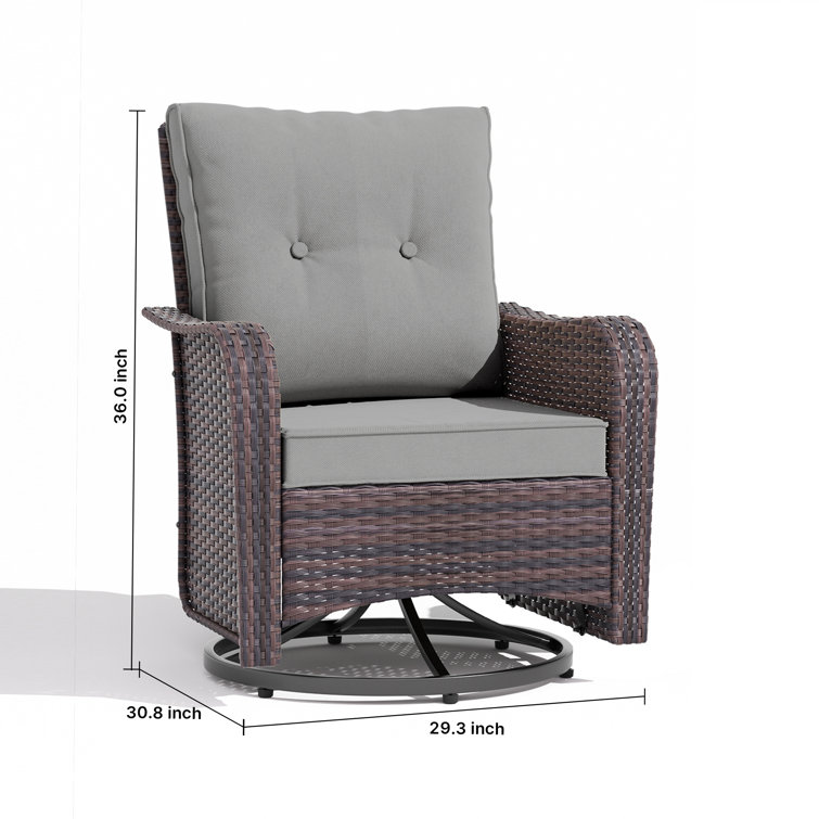 Rocking Swivel All-Weather Rattan Patio Chair With Cushions (Set of 2)
