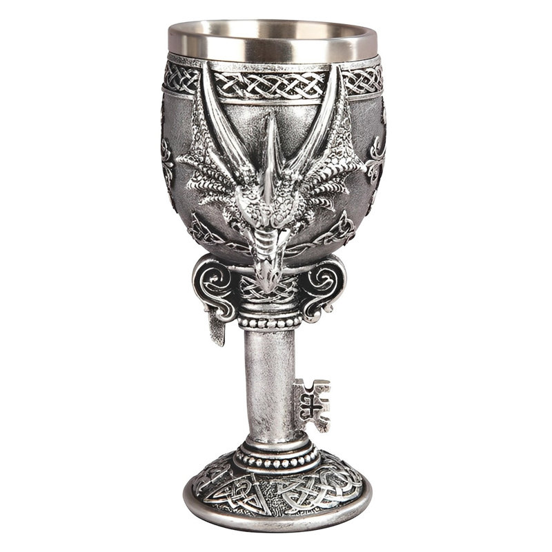 Figurine gobelet dragon 6,75 ", Argent argent