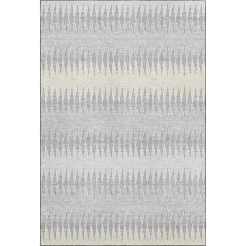 Premium Machine Washable Prisco Silver Rug, Rectangle 8' x 10'