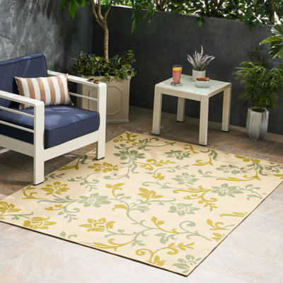 Tapis rectangulaire en polypropylène pour l'extérieur 5 pi 3 po x 7 po apaisant