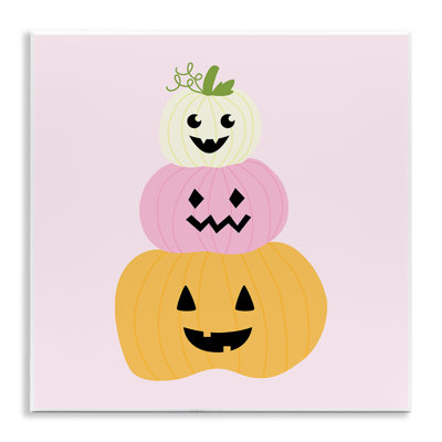 Plaque murale Pastel Happy Jack-o-Lanterns, design par Sazerelli Designs