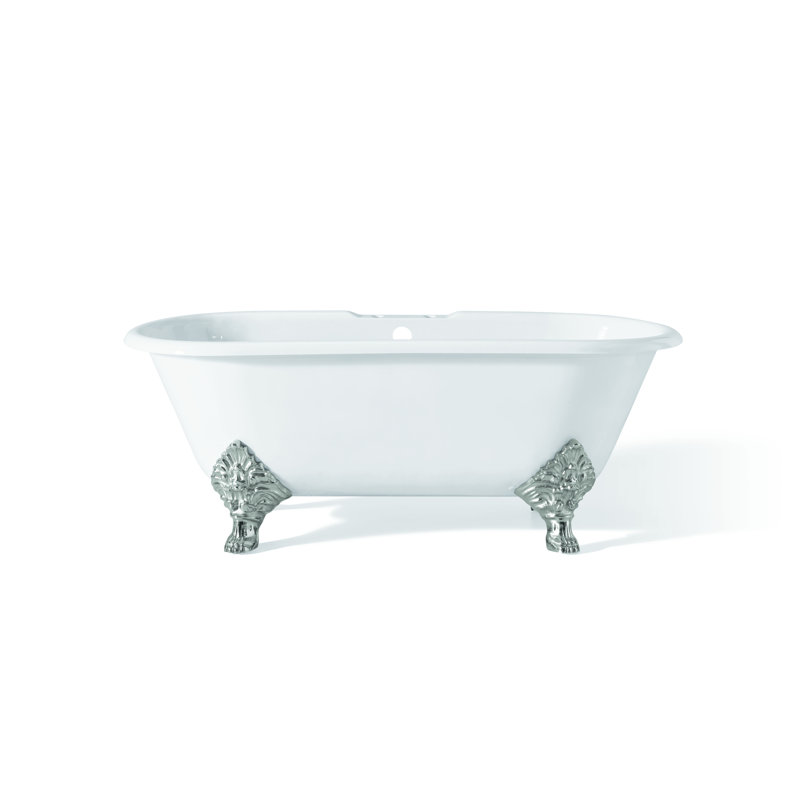 Carlton 70'' L Soaking Bathtub, Chrome, White Interior with White Exterior