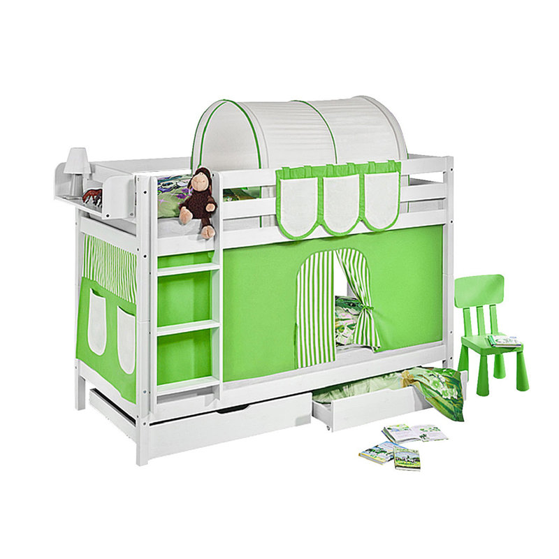 Jelle Solid Wood Bunk Bed by Lilokids, Single (3'), Green/Beige