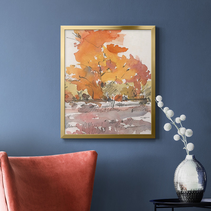 Aquarelle sur toile Treeline, Or, H 20 po x l 16 po