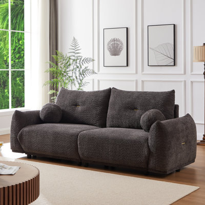 Gray Lamb's Wool For Living, Bedroom And Casual Environments. 2 With 2 Cushions & Pillows. Mid-Century Modern Look, Soft Comfortable. High Foam Filler, Frame. Ergonomic Design Gray. For Living Room,