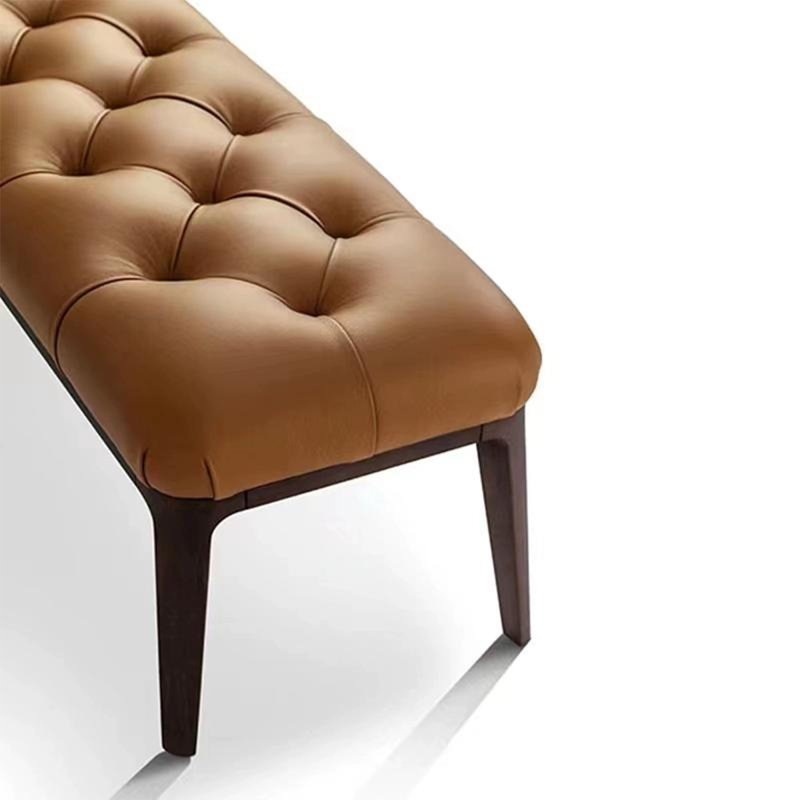 Brown Upholstered Bench, 16.93" H x 47.24" W x 16.93" D