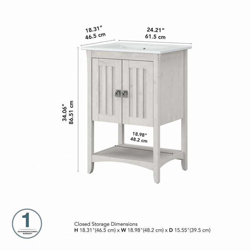Ensemble de meuble-lavabo simple l 24 po Keyunta, Chêne blanc