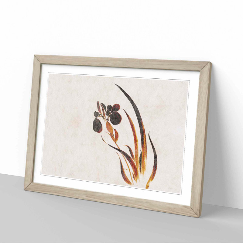 Iris Flower by Shibata Zeshin - Picture Frame Painting Print, 27cm H x 36cm W x 2cm D, Oak Framed