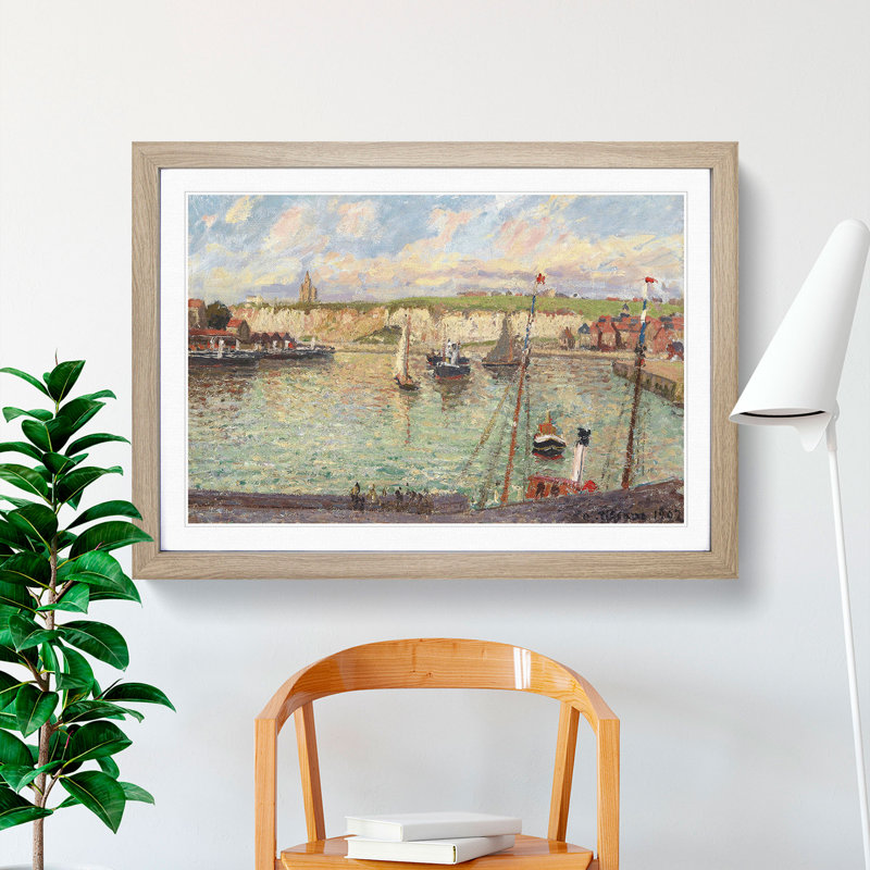 Dieppe Port by Camille Pissarro - Picture Frame Painting, 36cm H x 48cm W x 2cm D, Oak Framed