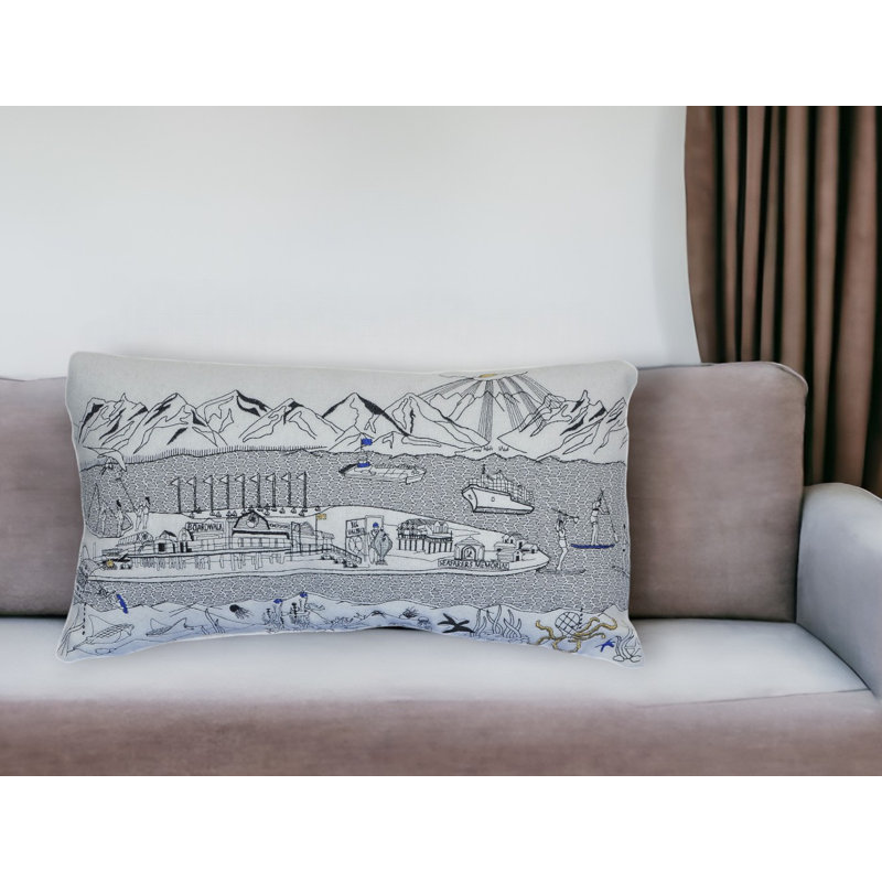 Coussin lombaire 24 po London Nighttime Skyline, Blanc / gris