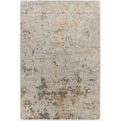 Knightsville Authentic Hand-Tufted Handmade Beige & Gold Abstract Wool Area Rug