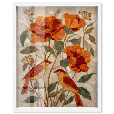Reproduction florale deux oiseaux par Art Remedy