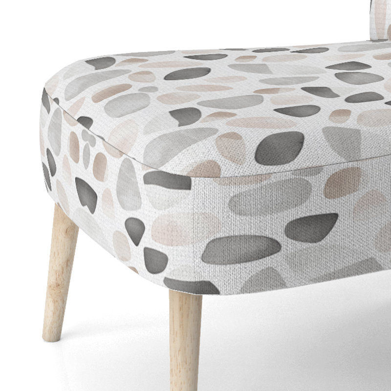 Chaise d'appoint moderne rembourrée gris Stone Shapes, Chaise d'appoint sans accoudoirs