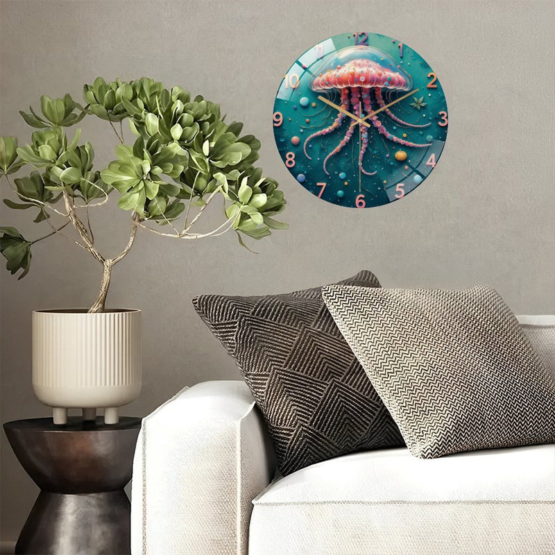 High Precision Silent Quartz Wall Clock with Modern Design Art - 12'' Modern Glass Wall Clock