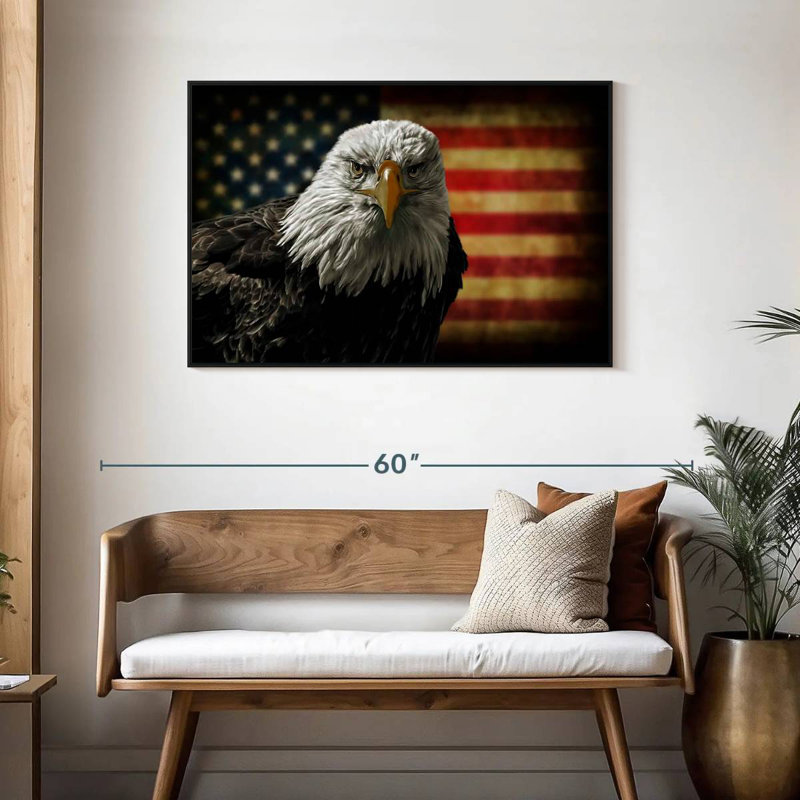 Aigle et drapeau de l'Amérique, Cadre flottant noir, 43 po x 29 po