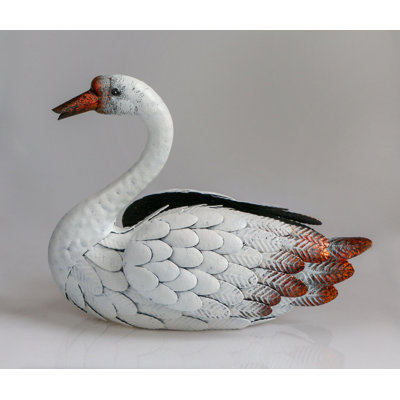 Sculpture de jardin cygne en métal blanc