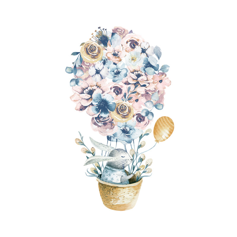 " Flower Air Balloon " Painting Print, 18" H x 12" W