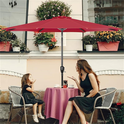 Parasol de marché extérieur de 10 pi avec 8 nervures robustes, bouton-poussoir inclinable / inclinable pour le jardin, la terrasse, la cour et la piscine