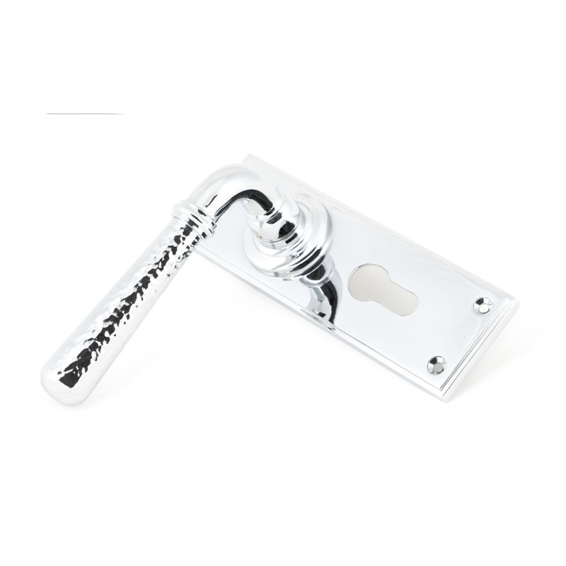 Hammered Newbury Lock Door Handle, Polished Chrome