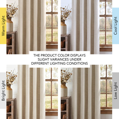 100% Blackout Linen Curtains for Bedroom, Burlap Linen Drapes with Thermal Insulated Grey Liner Grommet Noise Reducing Window Panels for Living room, 2 Panels
