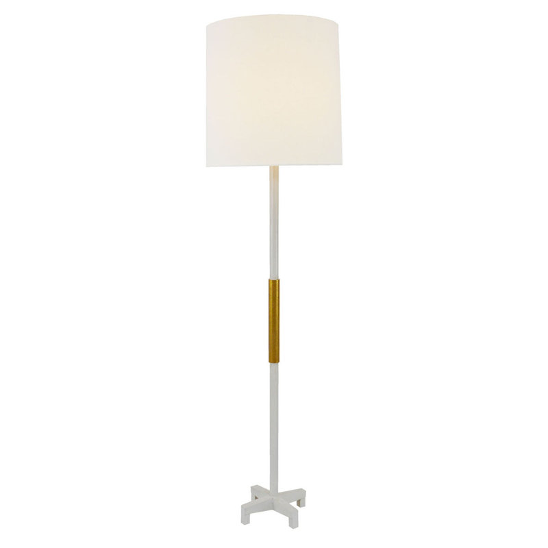 Seline Floor Lamp, White, Antiqued White/Gold Leaf