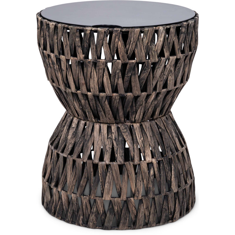 Finch Twysted Hourglass Side Table, Storage or Nightstand, With Removable Lid, Modern Boho Style