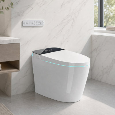 Smart One-Piece Toilet with Radar Auto Open, Foot Sensor, Auto Flush, Heated Seat, Warm Wash & Dry, Power Backup