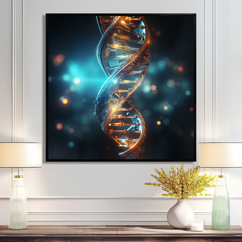 «Helix Sparkling Helix», art abstrait sur toile, Toile avec cadre flottant noir, H 16 po x l 16 po x P 1 po