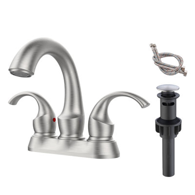 Centerset 2-handle Bathroom Faucet with Drain Assembly