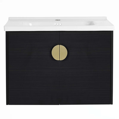 Meuble-lavabo à fermeture en douceur avec lavabo