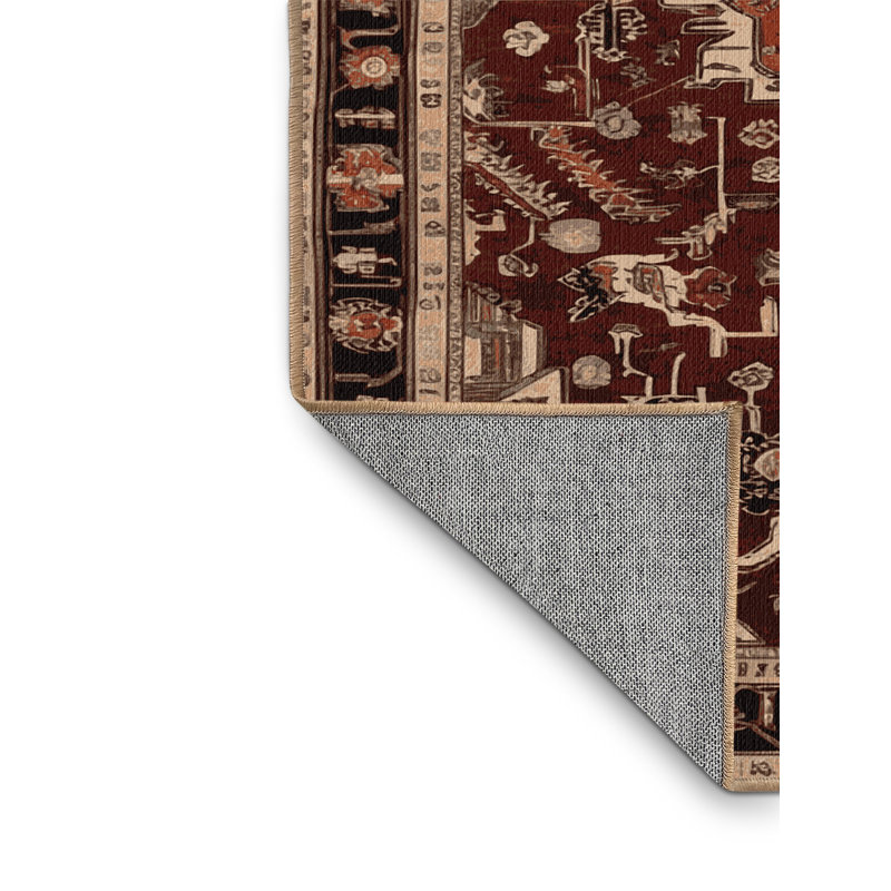 Machine Washable Turkish Brown Area Rug, Square 4'