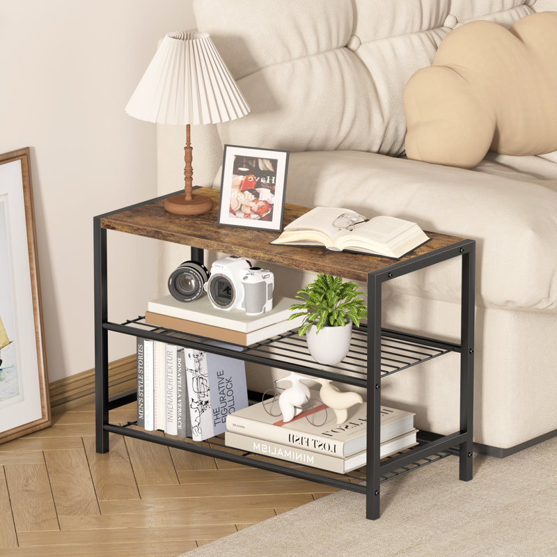 6 Pair Shoe Rack Entryway Shoe Storage, Natural/Black