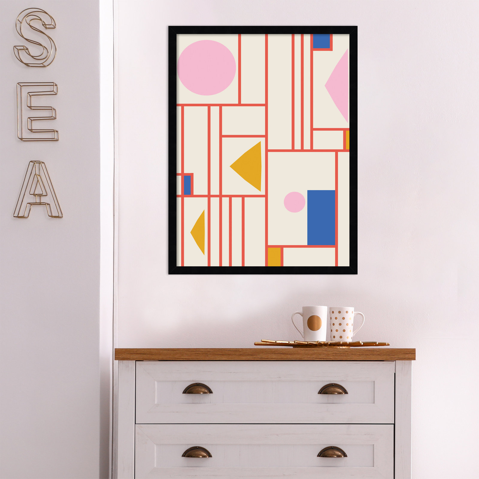 Framed Shapes Print by Beth Vassalo, Black, 25" H x 19" W x 1" D