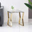 Taoussi 2 - Pieces Luxury Golden Stainless Steel Nesting Tables with Tempered Glass-2008802110