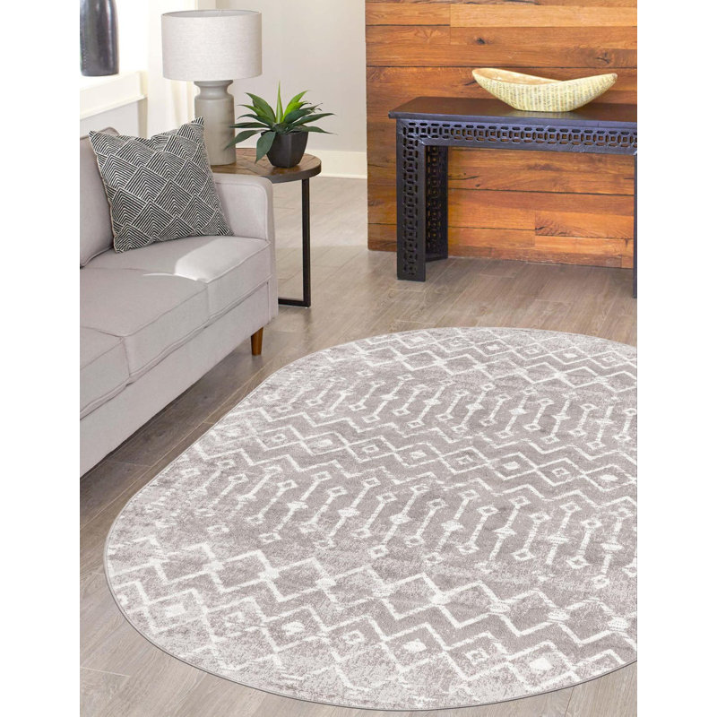 Tapis sable / ivoire Amrjeet, Oval 8 pi x 10 pi