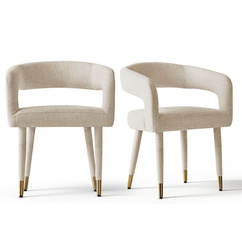 Fauteuils de salle à manger en tissu texturé Hennigan , Gruau