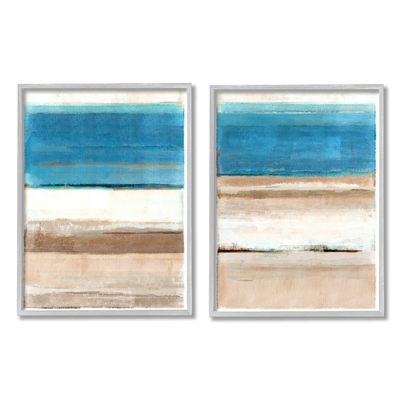Abstrait nautique abstrait, impression sur bois encadrée 2 pièces, Estampe numérique Farmhouse, H 20 po x l 32 po x P 1,5 po