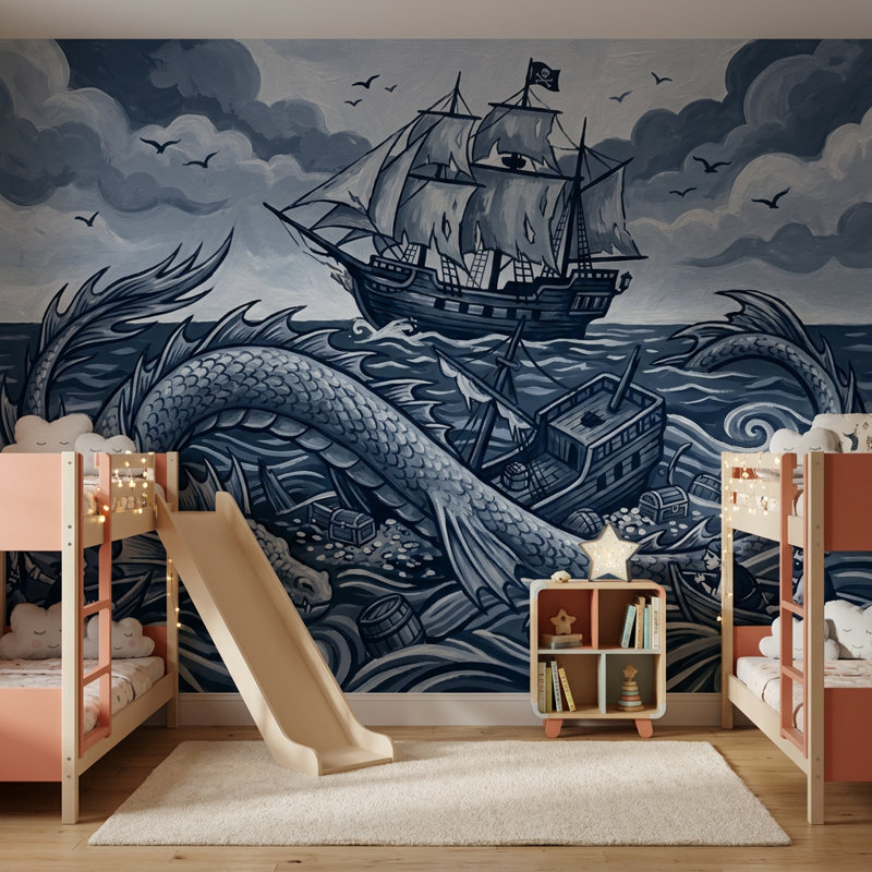 Papier peint bateau pirate, 200 po x 120 po, Peel and Stick