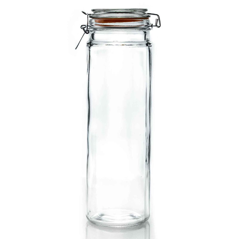 Argon Tableware - Glass Spaghetti Jar with Labels, Orange/Clear