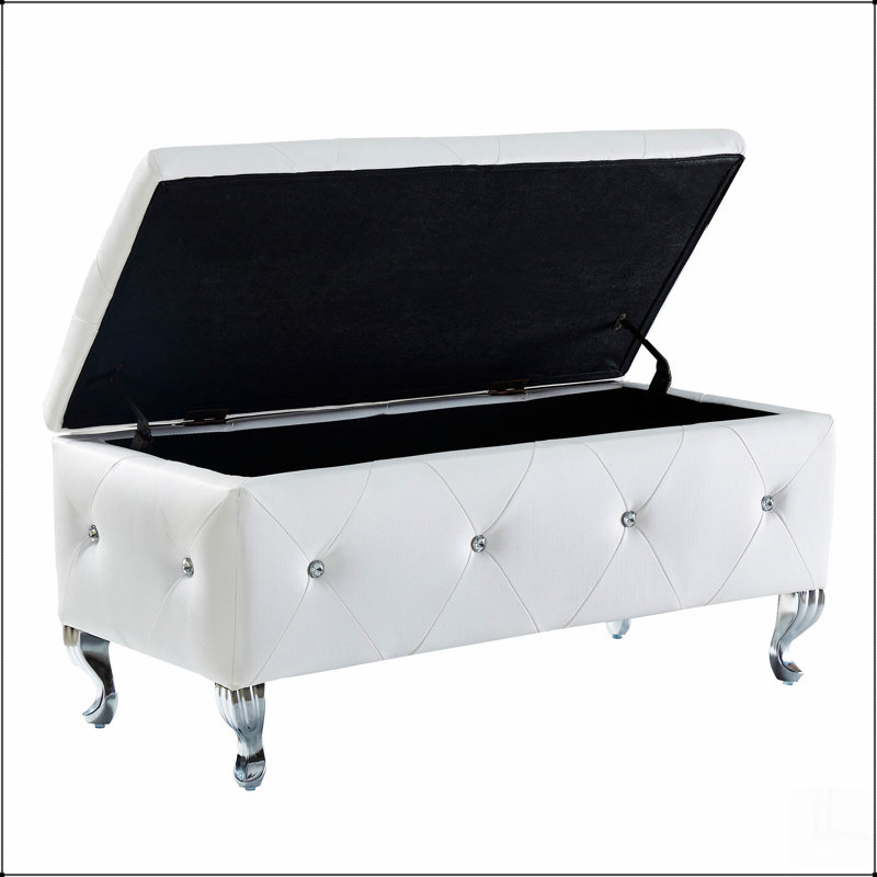 Repose-pieds rembourré avec rangement pour repose-pieds rectangulaire
