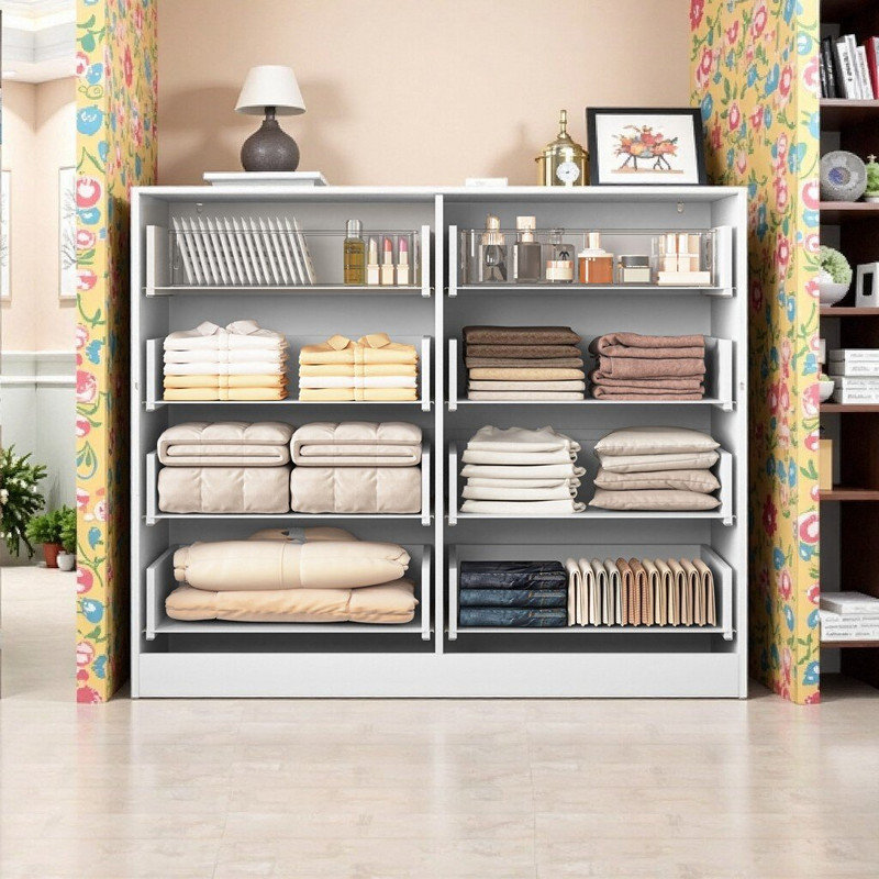 8-Drawer Wide Wood Dresser Storage Chest 47.2 Bedroom Organizer With Metal Handles, White
