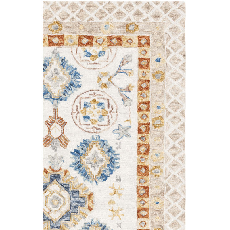 Tapis géométrique en laine touffeté à la main, Rectangle 6 pi x 9 pi