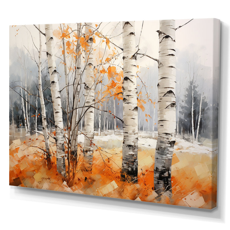 " Orange Brich Wood In Winter II ", 12" H x 20" W x 1" D, Wrapped Canvas