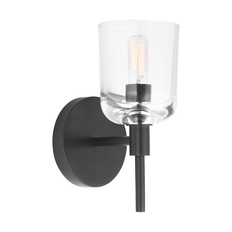 Thom Filicia Hartley Bathroom Bedroom Wall Fixture With Clear Shade, 1 Light, Aged Iron, 9.375" H x 4.625" W x 5.875" D