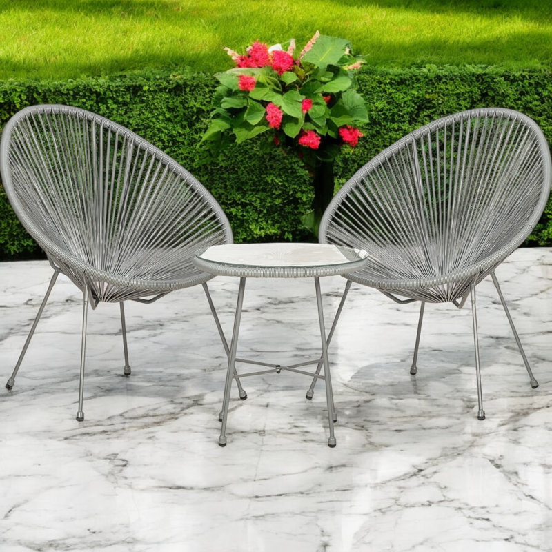 MONACO 3pc Egg Chair Set, Grey